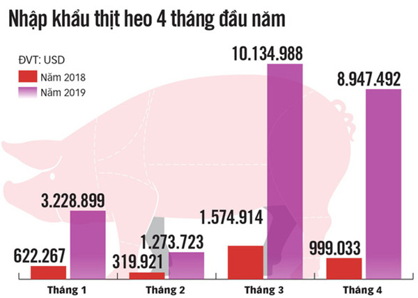 Thịt heo ngoại nhập ồ ạt (Đồ họa: N.KH)