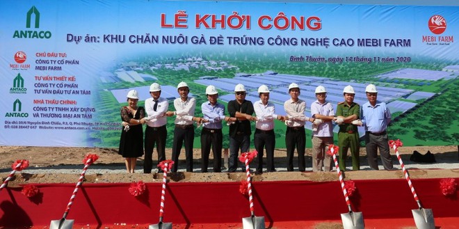 Lễ khởi công dự án Khu chăn nuôi gà đẻ trứng công nghệ cao Mebi Farm (ảnh: Thiên Long)