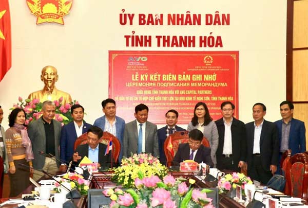 Lễ ký kết và trao biên bản ghi nhớ về triển khai dự án tổ hợp chế biến thịt heo tại Khu Kinh tế Nghi Sơn, tỉnh Thanh Hoá.
