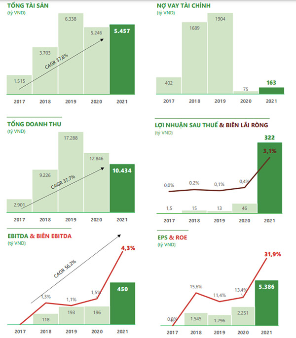 Một số chỉ số tài chính của BaF Việt Nam giai đoạn 2017- 2021 (Nguồn: BCTN 2021).